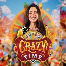 Crazy Time slot logo by Evolution at Wild Robin Casino